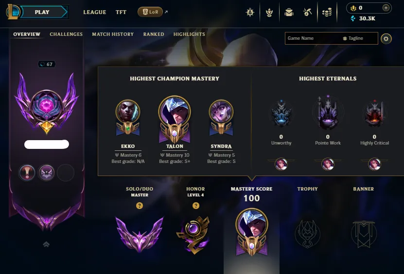 HUGE SALE!🔥LVL67 Master 275LP 67%WR +23/-18LP Gains💎30K BE 67Champs 18Skins⭐Name Changeable✅Lifetime Ownership Guarantee - Never Taken Back